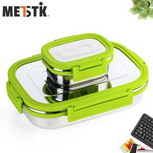 METSTIK Steel Lunch Box, Tiffin Box For Kids / Office / School / Collage 2 Containers Lunch Box