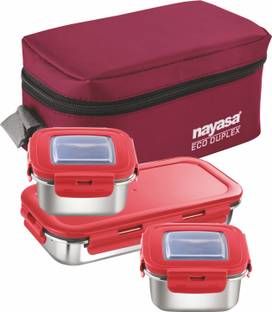 NAYASA Eco Duplex Red 3 Containers Lunch Box