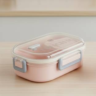 KEATON Peach Lunch Box 2 Containers Plastic School Lunch Box