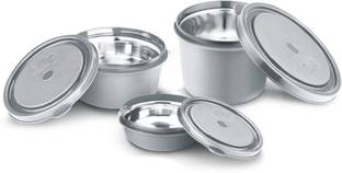 Classic Essentials Stainless Steel Microwave Safe Containers with Lids Lunch Box, 3 Containers Lunch Box