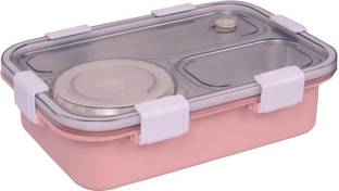 RSAL 3 Comp. Sealed Stainless Steel Lunch Box With Chopstick & Spoon Lid Office Food 1 Containers Lunch Box