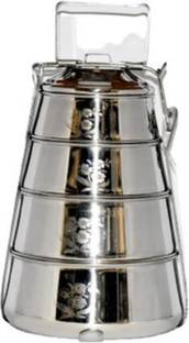 Asati enterprises 4 Layer Pyramid Tiffin Box, Stainless Steel Lunch Box 4 Containers Lunch Box