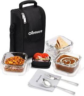 Oliveware Executive Lunchbox | Set of 3 containers | BPA Free Lid | 320ml each 3 Containers Lunch Box