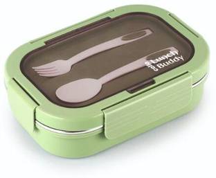 cello Lunch Buddy Lunch Box with Plastic Spoon and Fork |100 % food grade | Green 1 Containers Lunch Box
