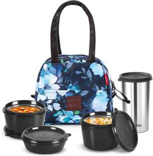 MILTON Floret Tiffin (3 Containers, 180 /320 /320 ml; 1 Tumbler, 415 ml) With Jacket 3 Containers Lunch Box