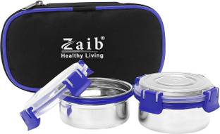 Zaib New Mini Lunch Insulated Tiffin with 2 Containers, 350ml Each, Blue2 Containers 2 Containers Lunch Box