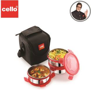 cello Steel Click-3-Plus 3 Containers Lunch Box