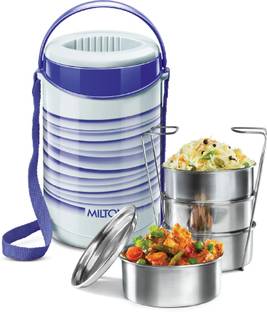 MILTON New Econa 4 Stainless Steel Tiffin Box, 4 Tiers of Stainless Steel 4 Containers Lunch Box