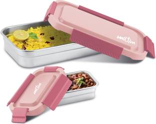 MILTON Metro Meal Jr. Stainless Steel Tiffin, set of 2 (750 ml,140 ml), Pink 2 Containers Stainless Steel Office Lunch Box
