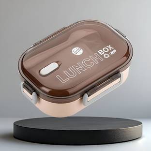 ARCYU Rectangle Classy 2 Section Lock With Spoon & Fork Lunch Box For School & Office 2 Containers Lunch Box