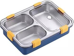 Five Clover Bento 3 Compartment Stainless Steel Lunch Box with Steel Cutlery Inside 1 Containers Lunch Box