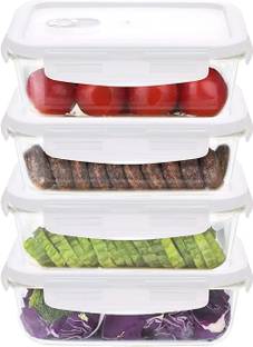 Cutting EDGE High Borosilicate Glass Lunch Box Food Container 1520 ML Box with Air Vent 4 Containers Lunch Box