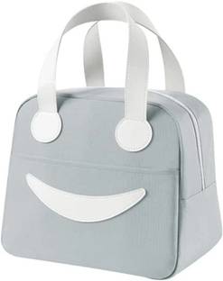 RISHAV HANDICRAFTS Insulated Canvas Smiley Lunch Bags with Aluminum Lining Leakproof Navy Blue 1 Containers Lunch Box