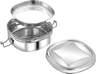 MISSIPPI Stainless Steel Kite Shape Lunch Box with 2 Compartments & Locking Clip 1 Containers Lunch Box