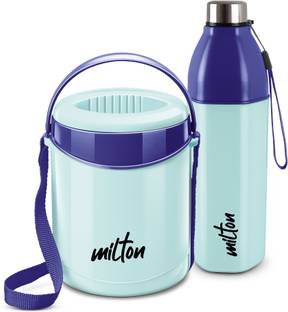 MILTON Essential Gift Set, Kool Hexone Bottle, 720ml and Econa Lunch Box, 900ml, Blue 2 Containers Lunch Box