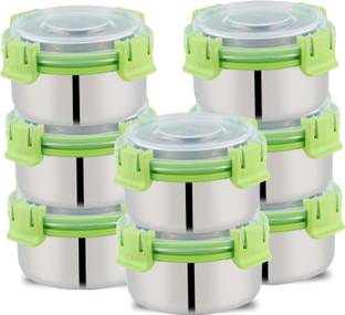 UNINOX Stainless steel lock n lock green color containers 425ml Set of 8 Containers Lunch Box