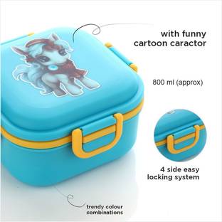 YOGXEM Decent 3 Section Lock Lunch Box For College, School, Office 4 Containers Plastic Office Lunch Box