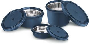 Classic Essentials Stainless Steel Microwave Safe Containers with Lids Lunch Box, 3 Containers Lunch Box