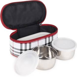 Manya Tiffin Lunchbox with Zipped Thermal Pouch Bag Return Gifts 3 Containers Lunch Box