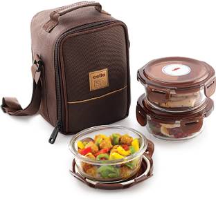 cello MF Glassy Seal O Fresh Round Borosilicate 3 Containers Lunch Box