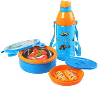 Navya Craft tiffy gift set lunch box set 2 blue/orange School Set