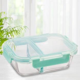 Allo FoodSafe Rectangle Divider Glass Lunch Box with Break Free Detachable Lock 1 Containers Lunch Box