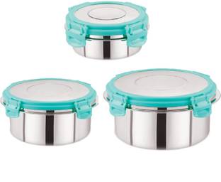 Elexiq Leak Proof Click and Seal Lock Stainless Steel Storage/Air Tight Tiffin 3 Containers Lunch Box