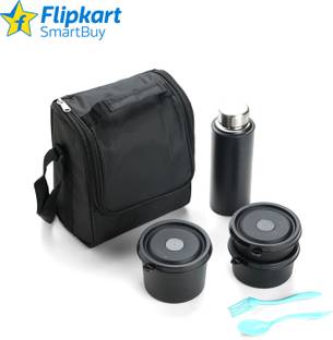 Flipkart SmartBuy Stainless Steel & Plastic Lunchbox Black 4 Containers Lunch Box