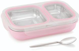 Filsfa Stainless Steel Lunch Box For Kids & Adults 2 Containers Stainless Steel College Lunch Box