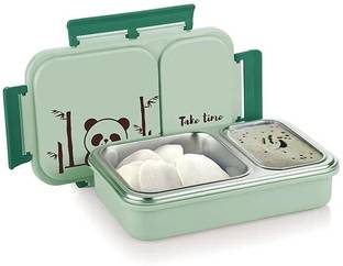 Culinary Crafts Stainless Steel Lunch Box with Two Compartment Bpa Free Ideal for School Grey 2 Containers Lunch Box