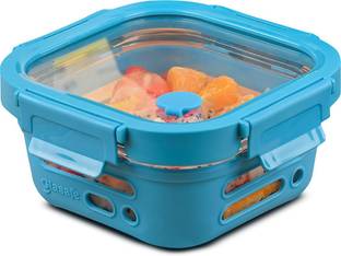 GLASAFE Blue Borosilicate Glass Tiffin with Protective Silicone Sleeve 520ml 1 Containers Lunch Box