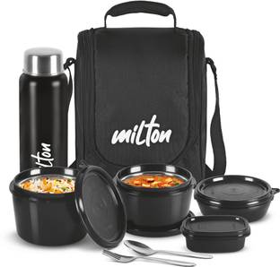 MILTON Pro Lunch Box With Insulated Fabric Jacket (180,320,450,100,750ml) 4 Containers Stainless Steel, Plastic Office Lunch Box