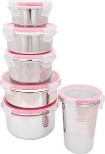 DI सेलेक्ट set of 5 lunch box with 1 lid lock water glass 6 कंटेनर लंच बॉक्स