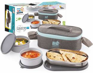SKI Divine 3 Container Insulated Lunch Pack- Grey 3 Containers Lunch Box