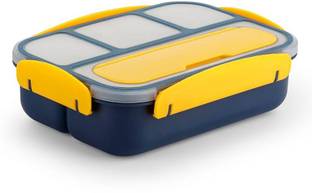 ZingZest Spoon Fork Tiffin Box Microwave Safe Kids Adults Use Reusable Box Eco-Friendly 4 Containers Lunch Box