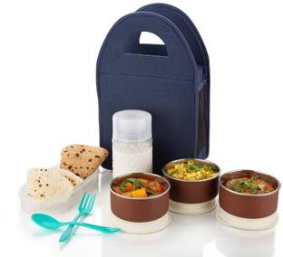 TechHark Stainless Steel 5 Container Lunch Box With Bag, 2 Spoon Tiffin Box 5 Containers Lunch Box