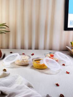 Classic Essentials Round Glass Microwave Safe Borosilicate 3 Containers Lunch Box