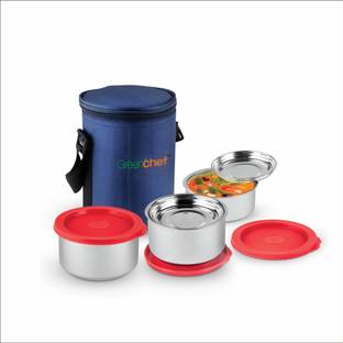 Greenchef SS Insulated Lunch Box (pack of 3) - Sizzle 3 Containers Lunch Box