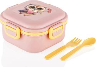 Thiwa Pink tiffin box School,Collage and Office with Two Spoon 1 Containers Lunch Box 1 Containers Plastic College Lunch Box
