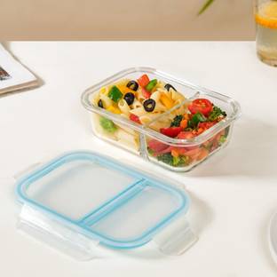 Nestasia Microwave Safe Two Compartment Glass Lunch Box 1 Containers Glass Office Lunch Box