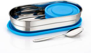 queen's kitchenware Oval Stainless Steel Lunch Box with 1 Small Box,Lunch Box for School 2 Containers Lunch Box