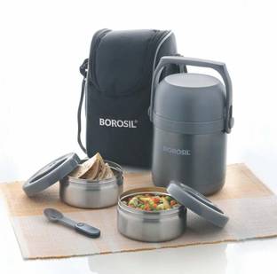 BOROSIL Hot n Fresh Insulated Lunch Box, 2 pc Set (420ml Each), Upto 8 Hr. Hot 2 Containers Lunch Box