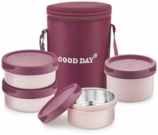 Good Day Easymeal_4pcs_maroon 4 Containers Plastic Office Lunch Box