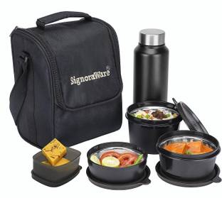 Signoraware Stainless Steel Leakproof Lunch Box Bag Bottle Office College Tiffin Carrier 5 Containers Lunch Box