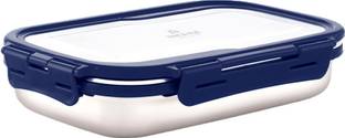 Dhara Stainless Steel Food Grade Rust Proof Blaze Tiffin Box With Four Side Clips Lock 900ml Navy Blue 1 Containers Lunch Box