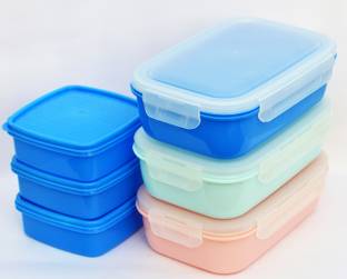 KitchenFlex Plastic Lunch Box 500ml and 200ml (Set of 6) 6 Containers Lunch Box