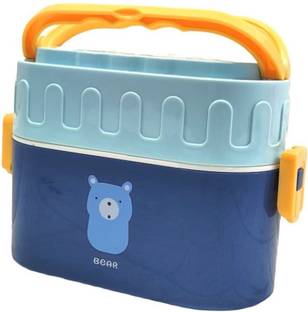 XIZOEN Leak Proof Double Decker Lunch Boxes with Handle for Adult Kids (Multicolor) 2 Containers Lunch Box