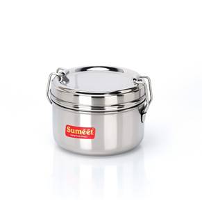 Sumeet Stainless Steel Meal Pack Tiffin with Steel Separator Plate & Locking Clip,9.5cm 1 Containers Lunch Box