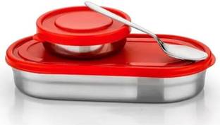 AROSSIM Durable Oval Stainless Steel Lunch Box Leakproof, Stylish & Portable 2 Containers Lunch Box