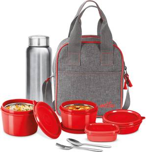 MILTON Savor Lunch Tiffin, Set of 5, (180 ml, 320 ml, 450 ml, 100ml, 750ml, With Jacket 3 Containers Lunch Box